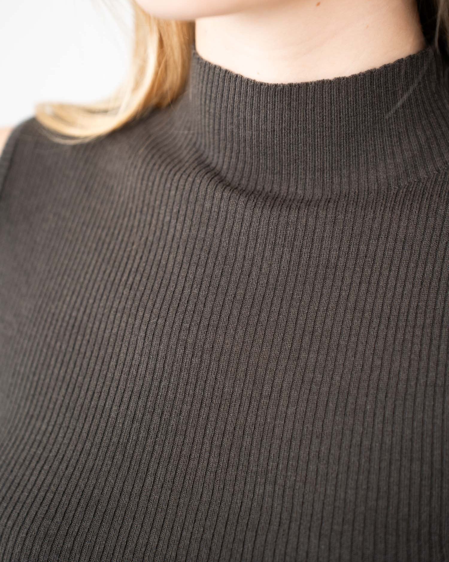 Highneck knitted Top Grå