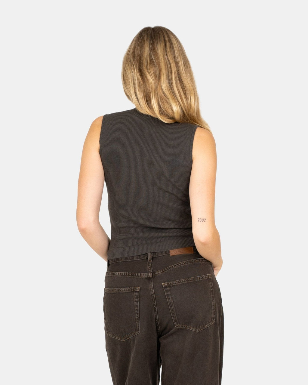 Highneck knitted Top Grå