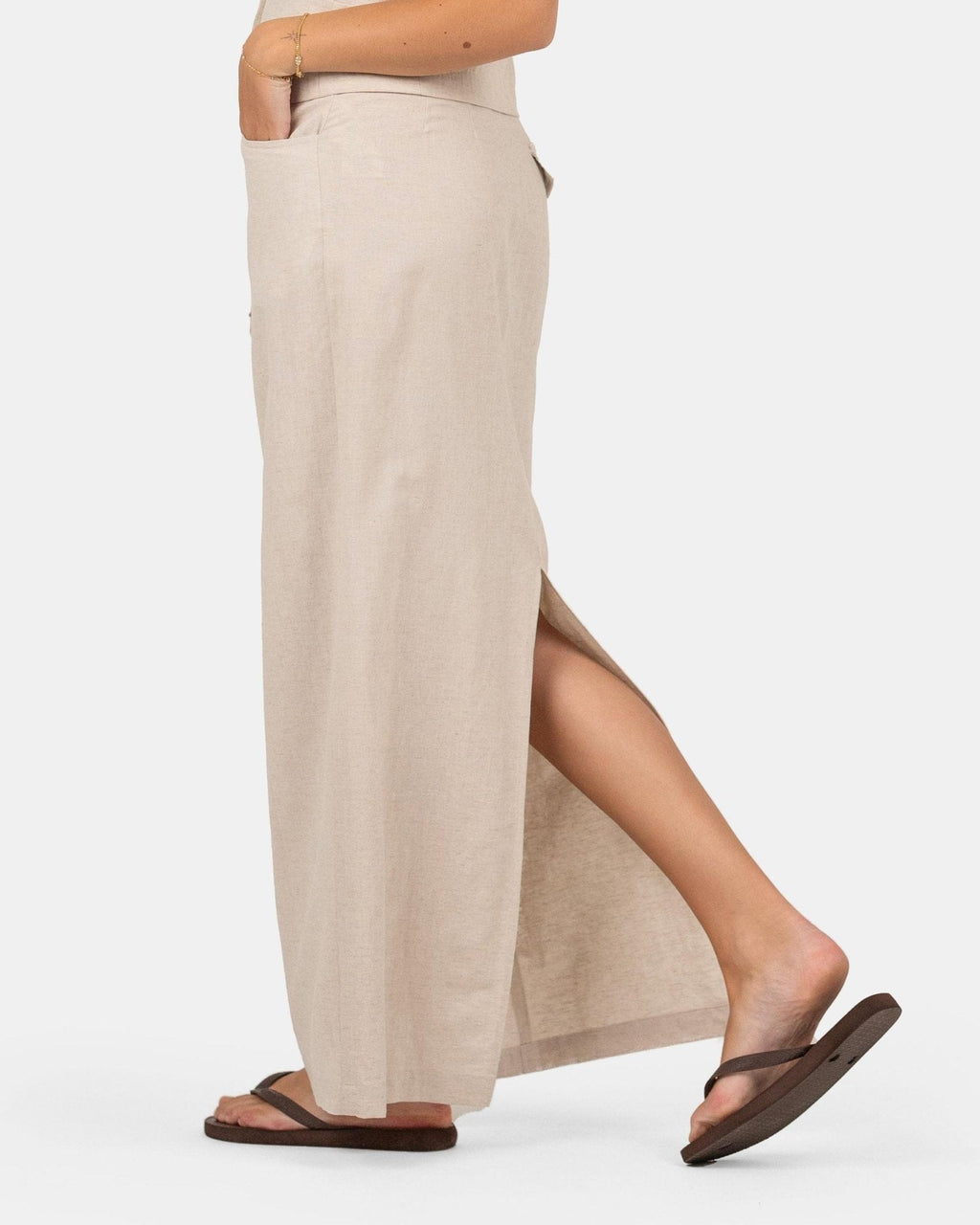 Hør Nederdel Beige