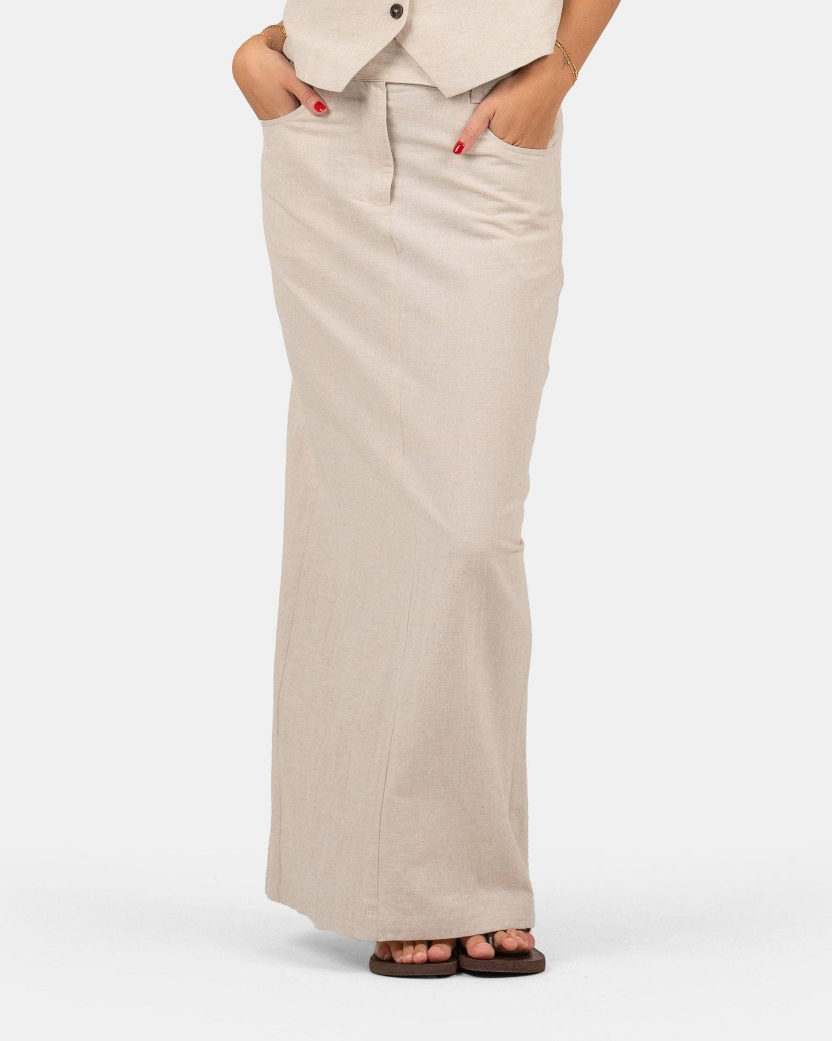 Hør Nederdel Beige