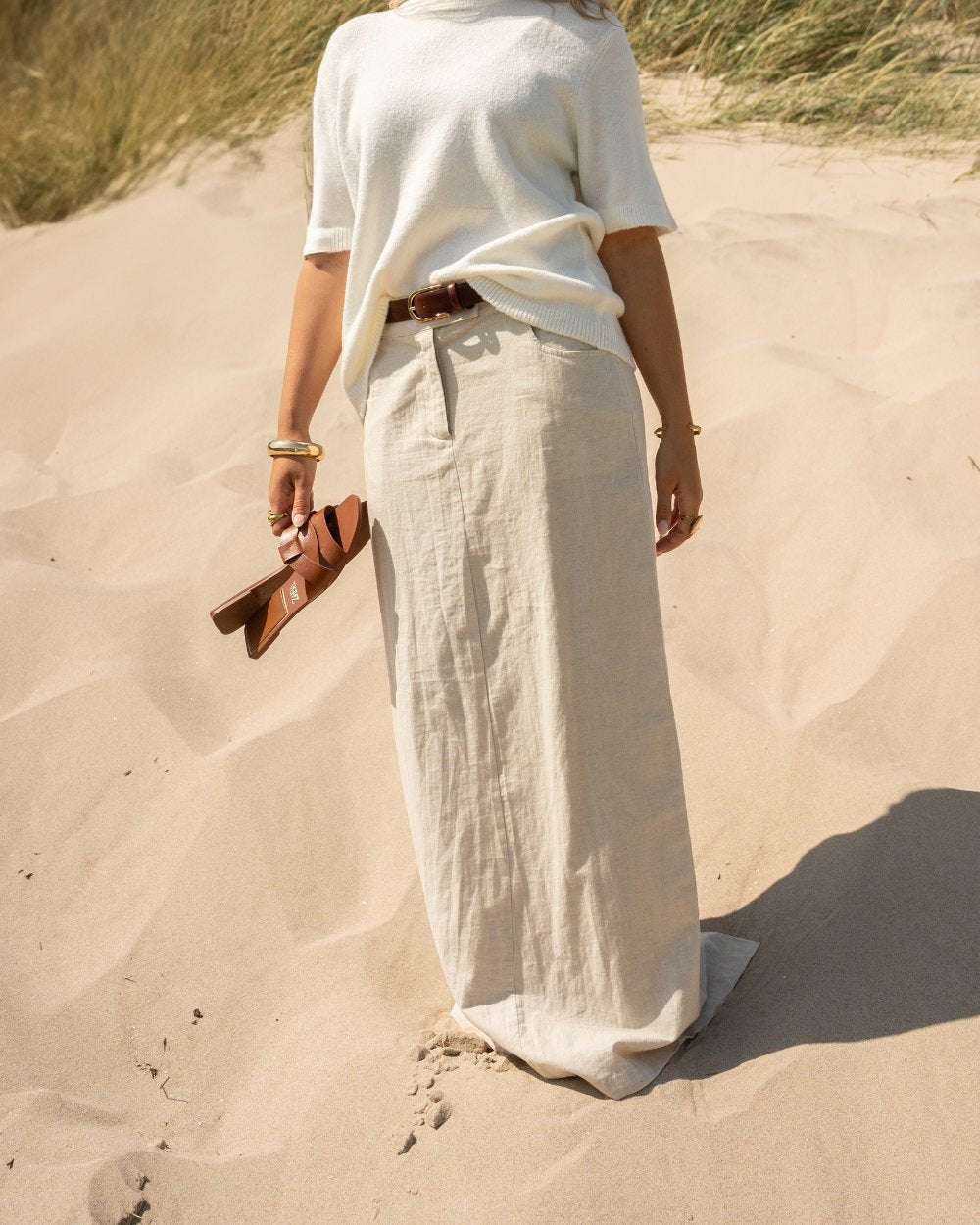 Hør Nederdel Beige