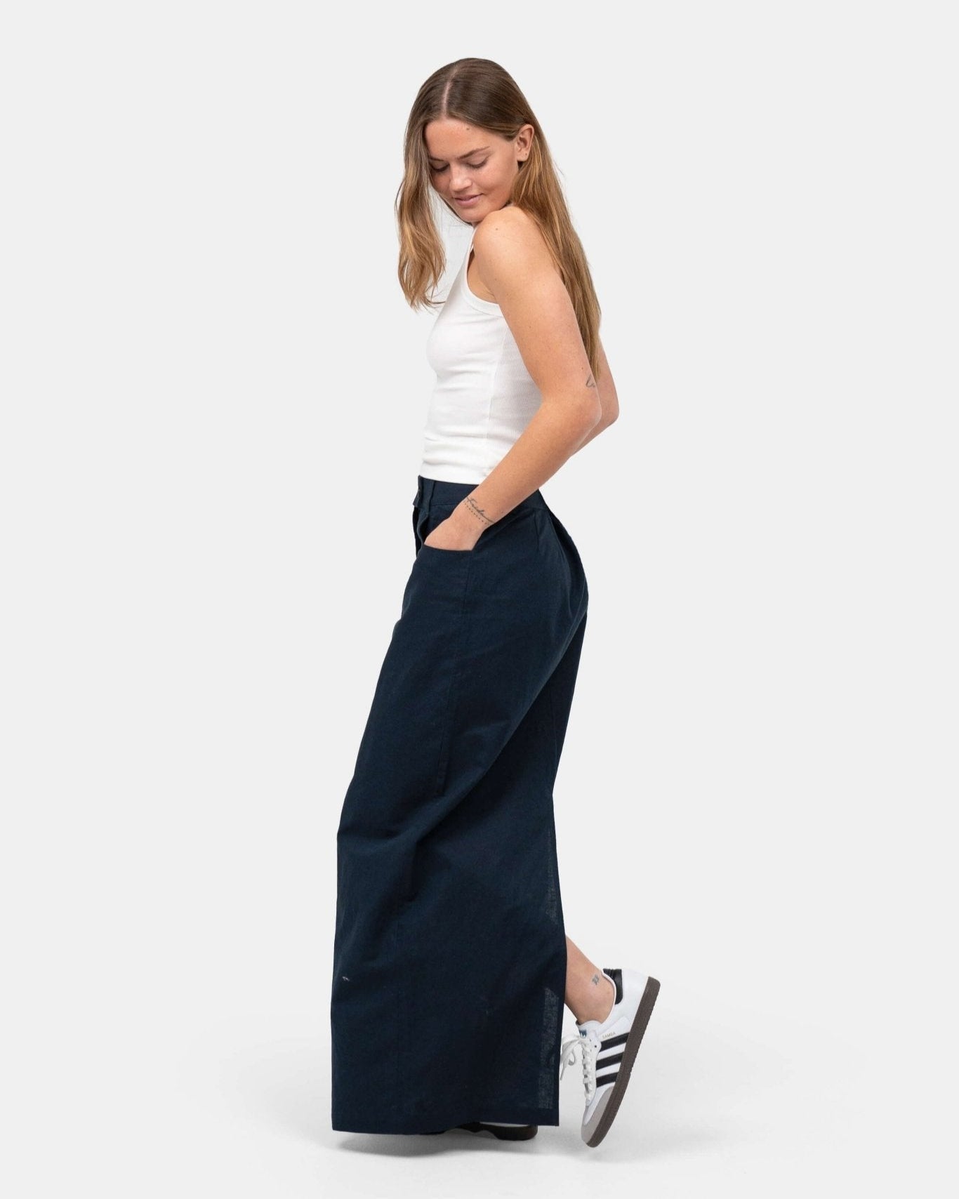 Hør Nederdel Navy
