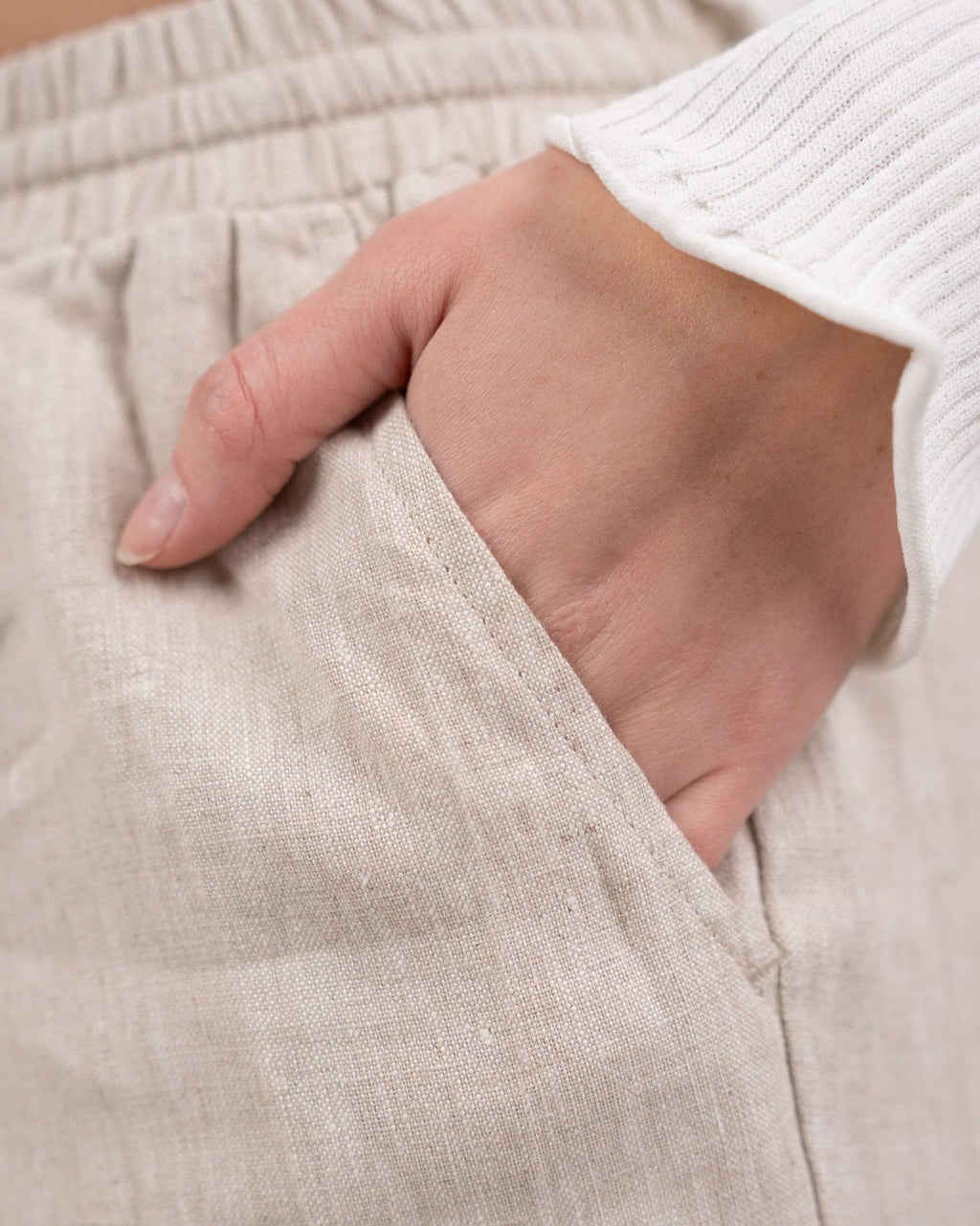 Hørbukser Højtaljede Beige