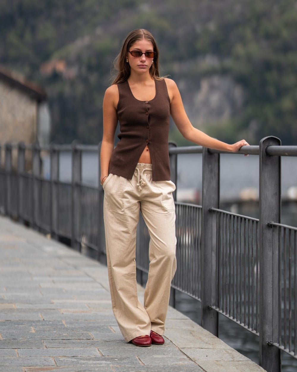 Hørbukser Lavtaljede Beige