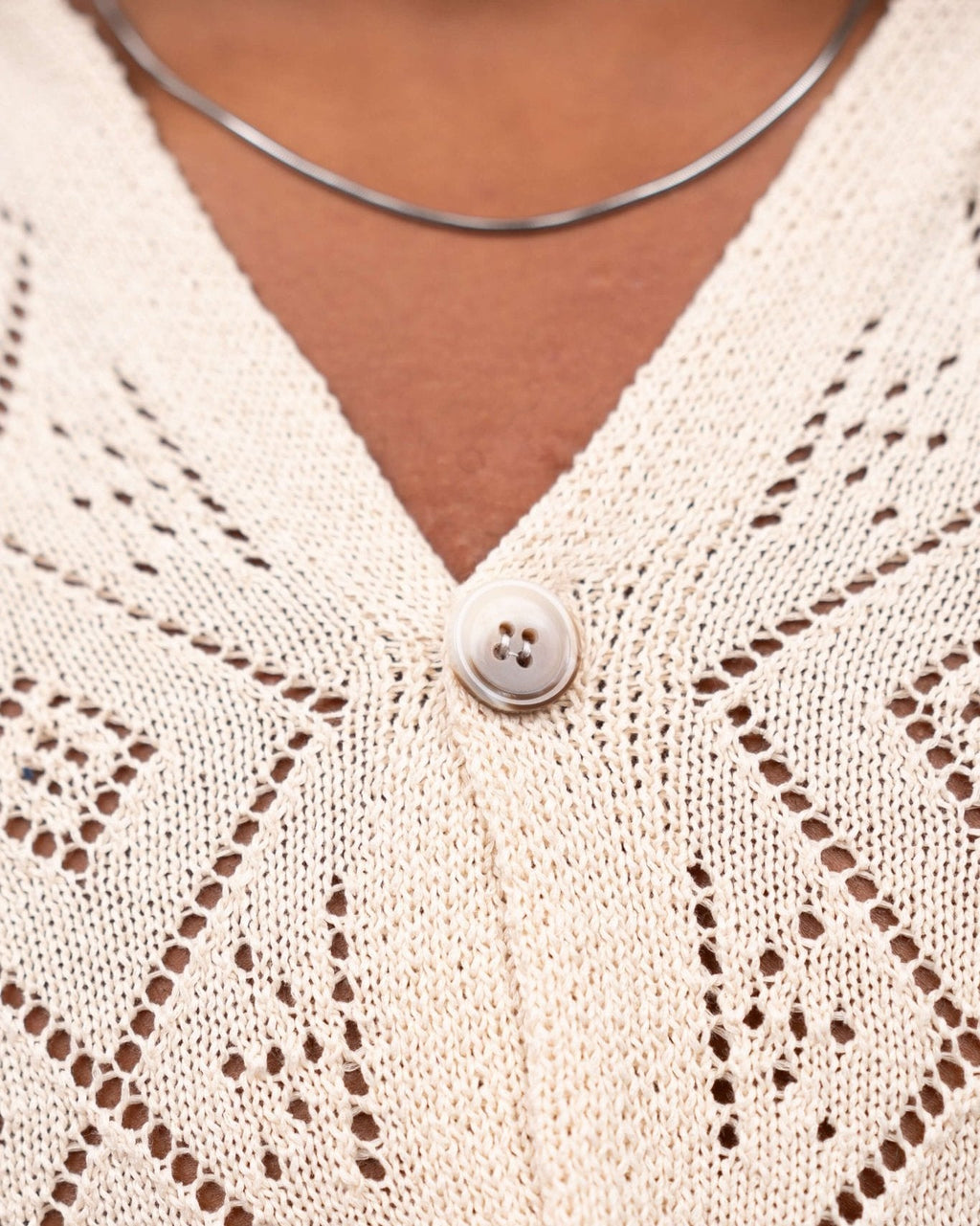 Kortærmet Crochet Skjorte Beige