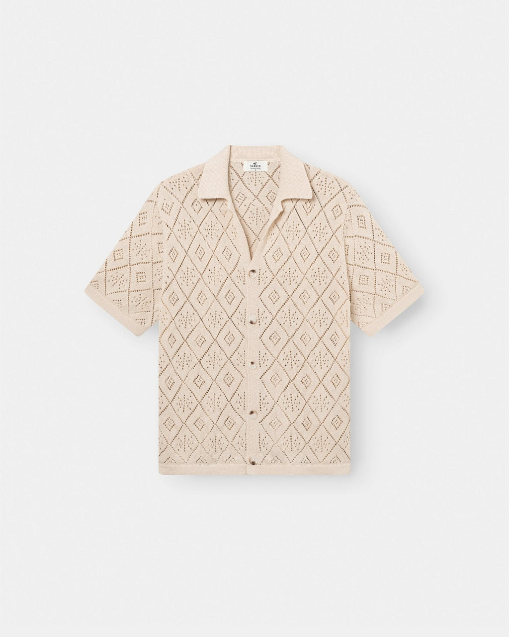 Kortærmet Crochet Skjorte Beige