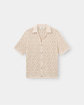 Kortærmet Crochet Skjorte Beige