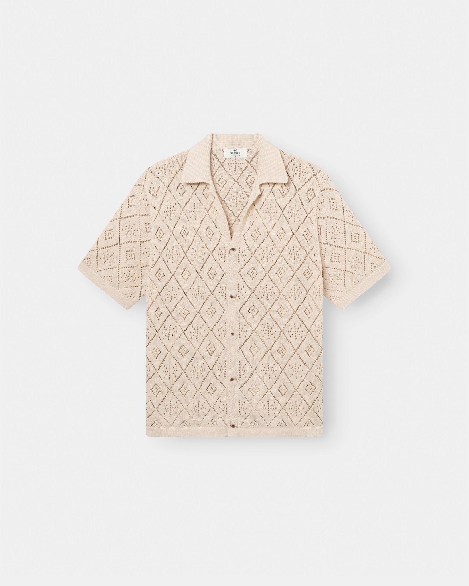 Kortærmet Crochet Skjorte Beige
