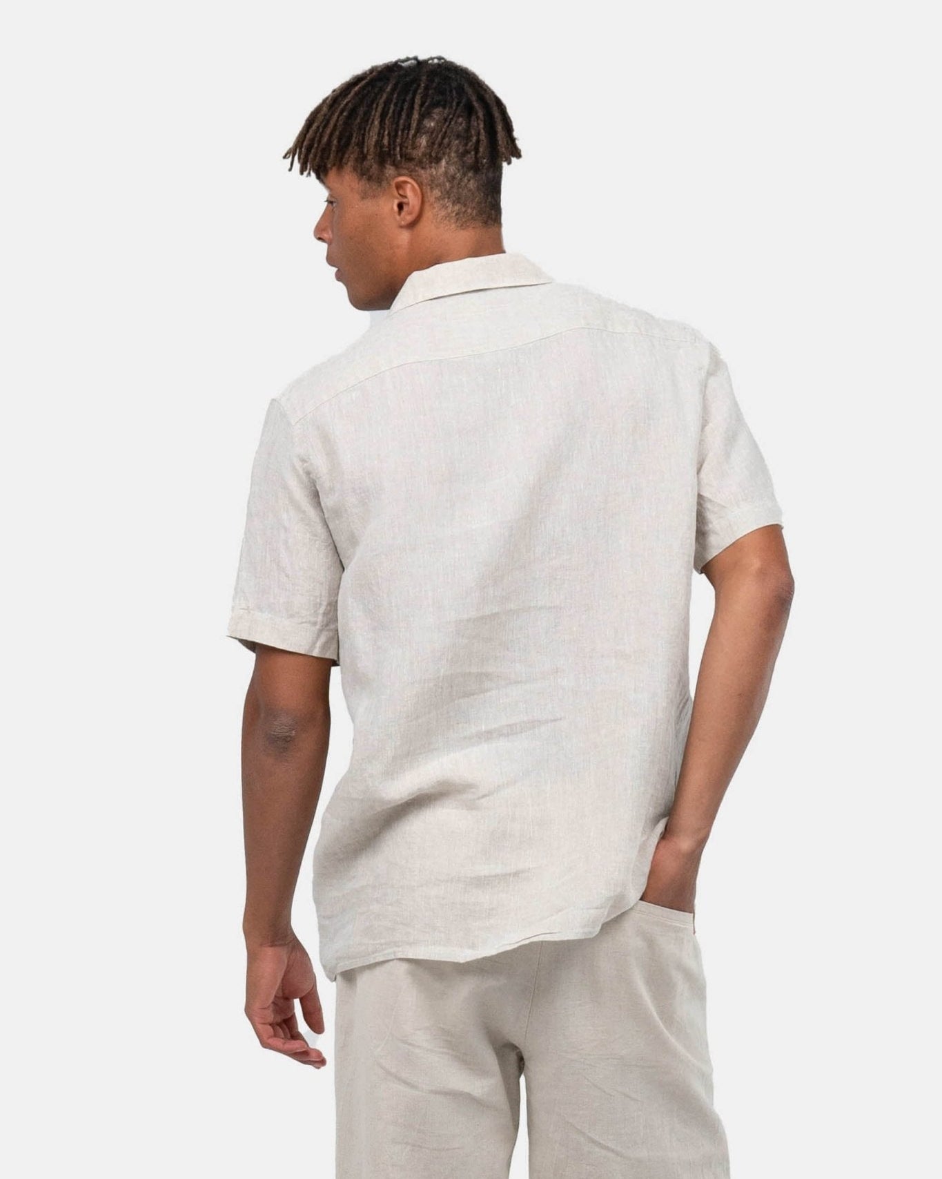 Kortærmet Hørskjorte Beige