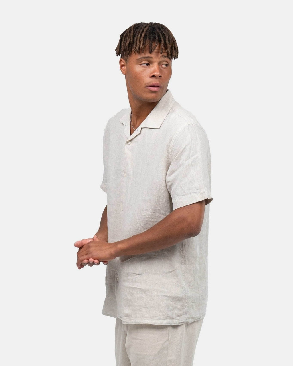 Kortærmet Hørskjorte Beige