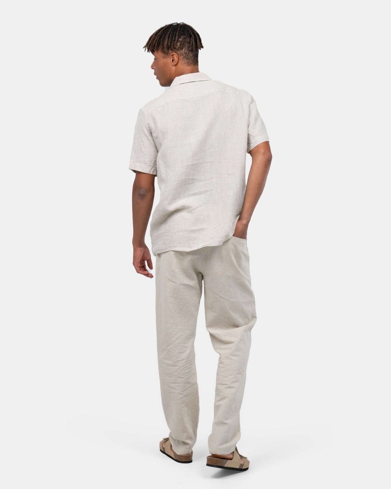 Kortærmet Hørskjorte Beige
