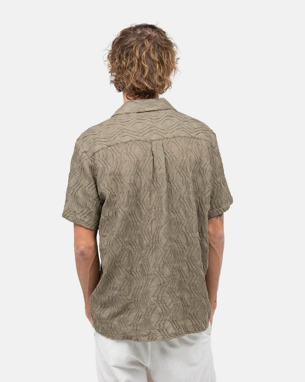 Kortærmet Jacquard Skjorte Army