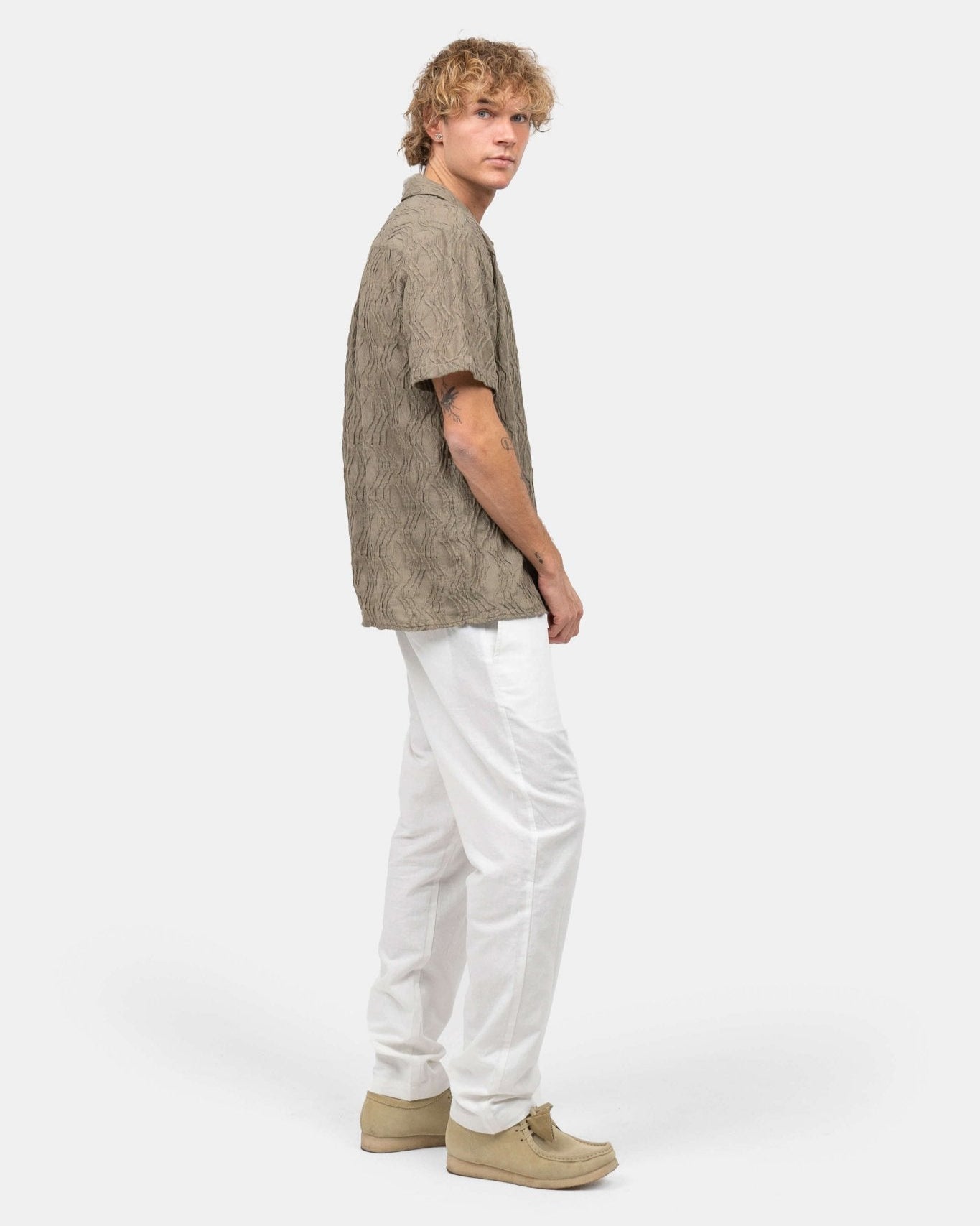 Kortærmet Jacquard Skjorte Army