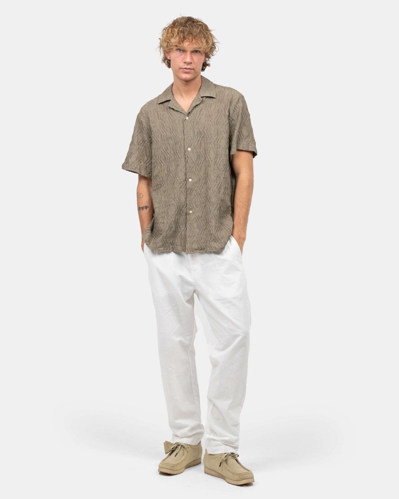 Kortærmet Jacquard Skjorte Army