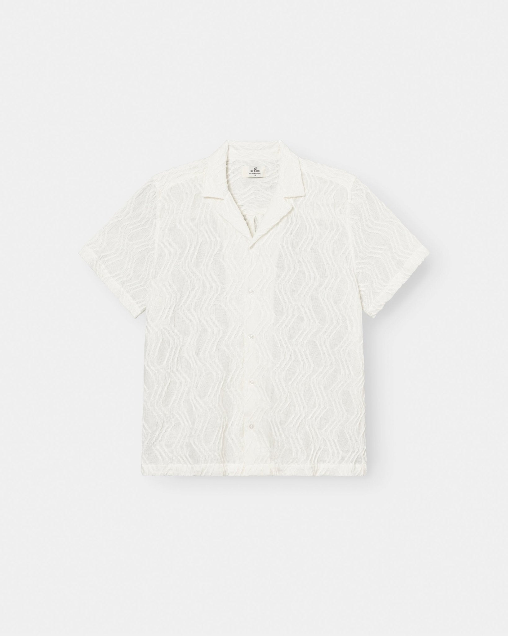 Kortærmet Jacquard Skjorte Cremehvid