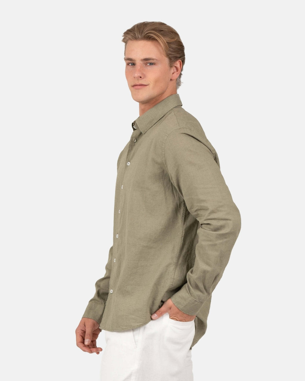 Langærmet Hørskjorte Army