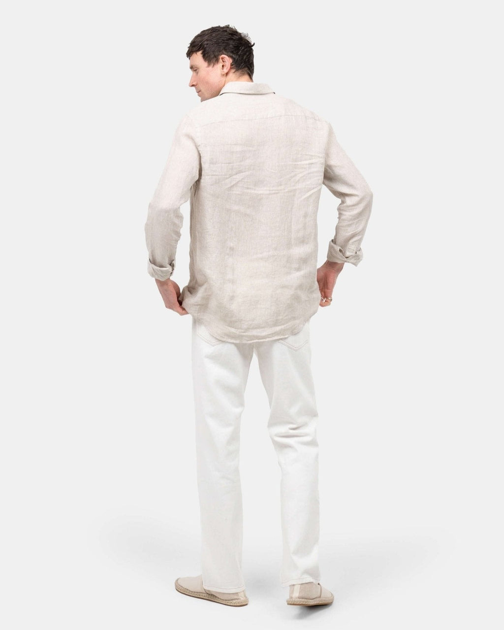 Langærmet Hørskjorte Beige