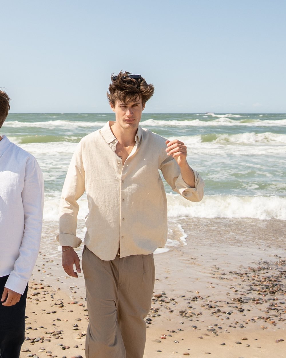 Langærmet Hørskjorte Beige