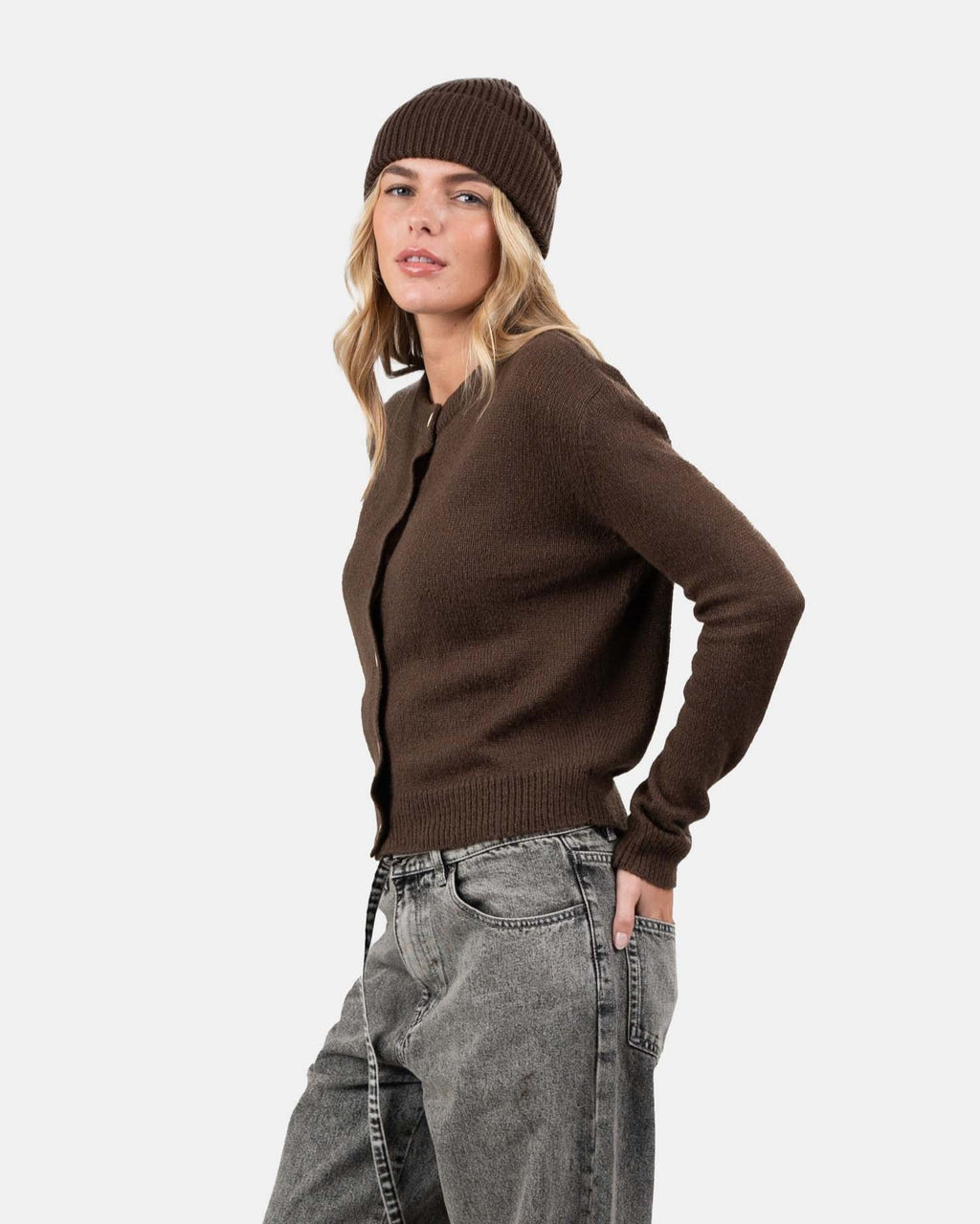 Light Weight Cardigan Brown