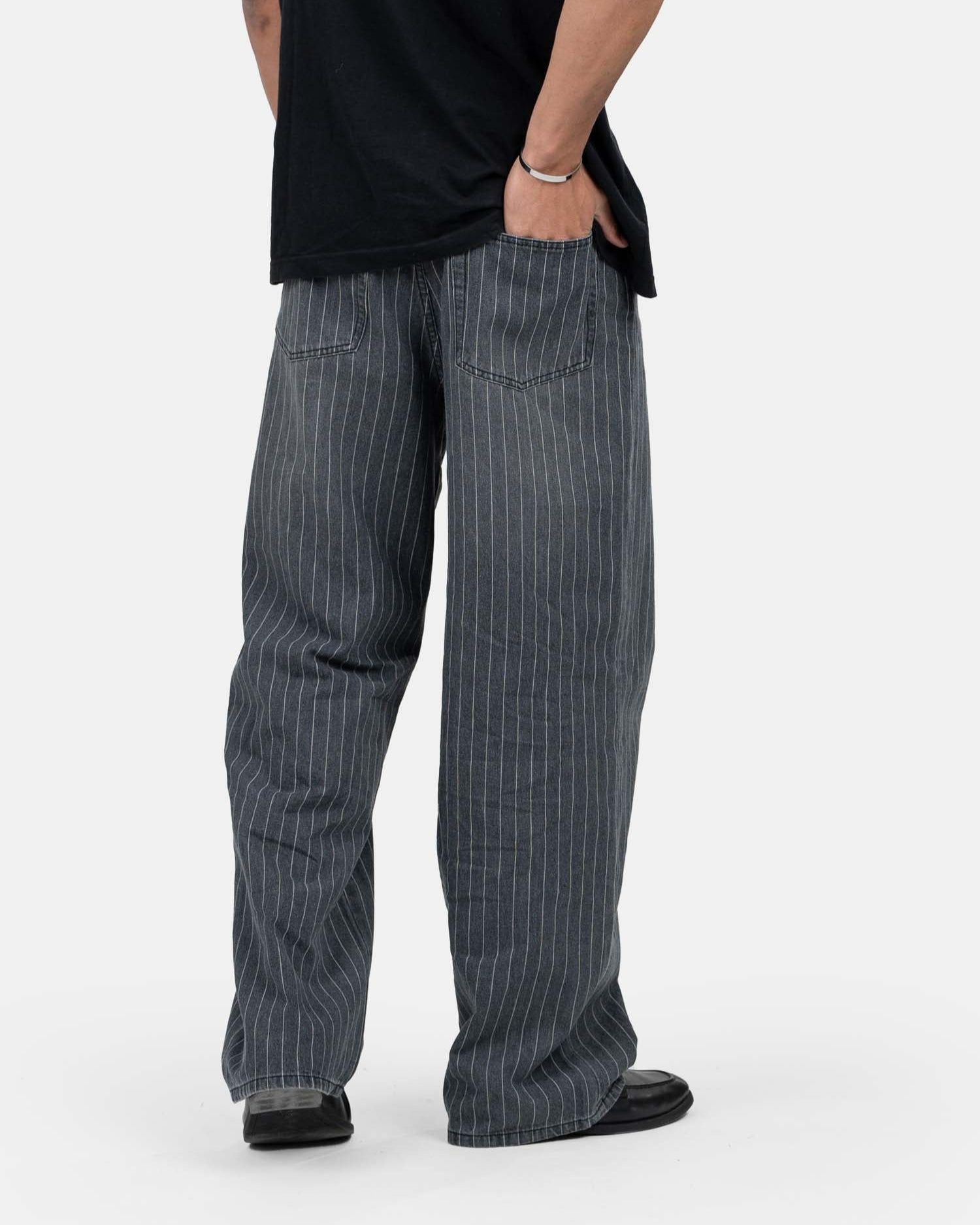 Extra baggy Denim Washed Pinstripe