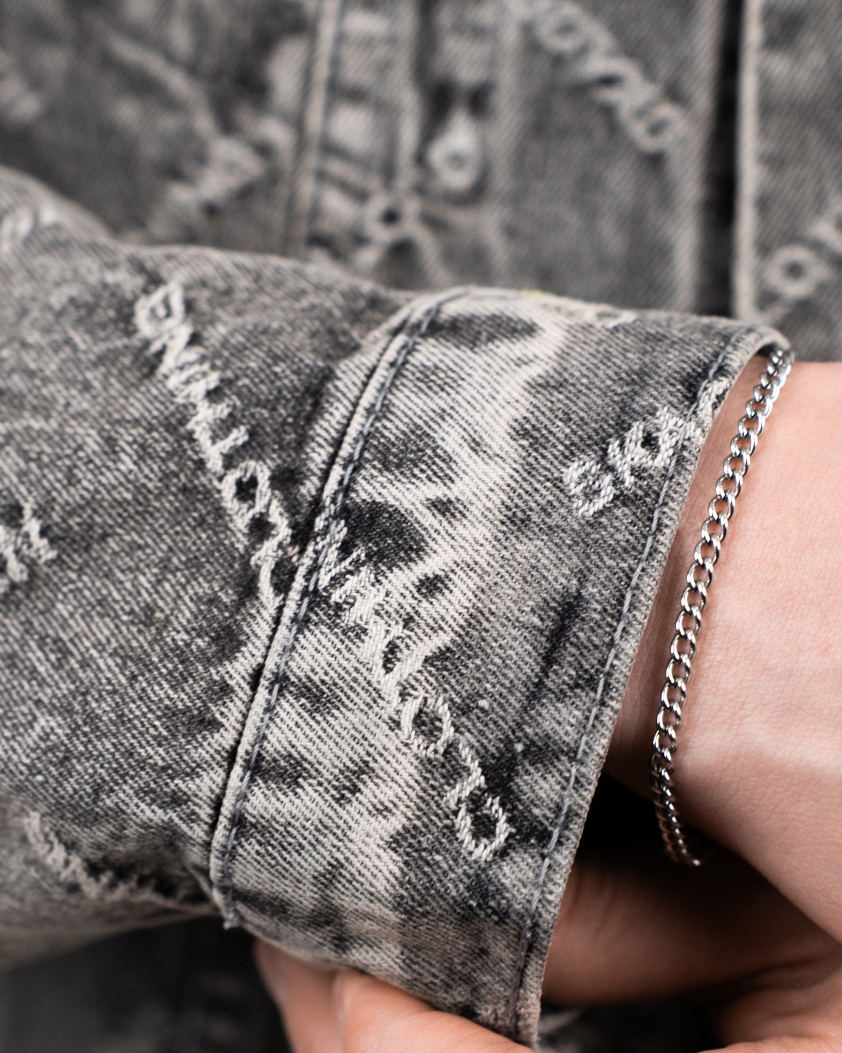 Monogram Denim Jacket Washed Grey