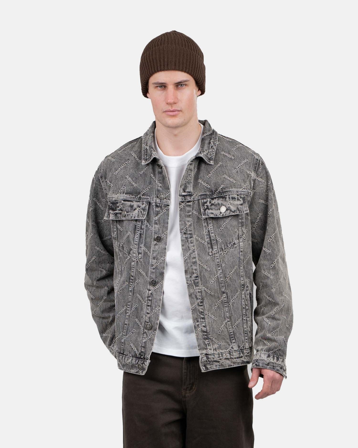 Monogram Denim Jacket Washed Grey