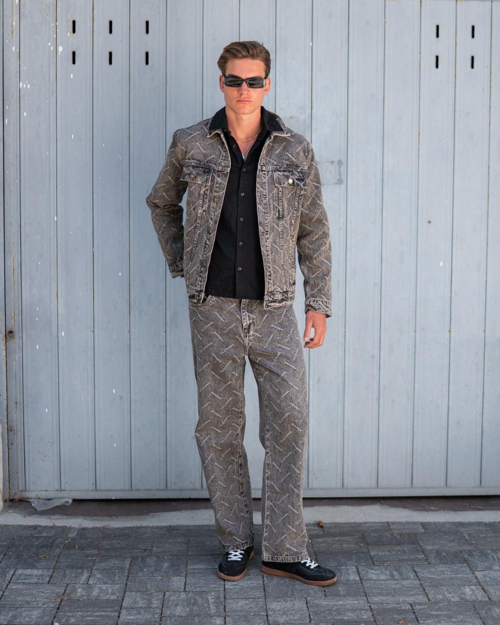 Monogram Denim Jacket Washed Grey