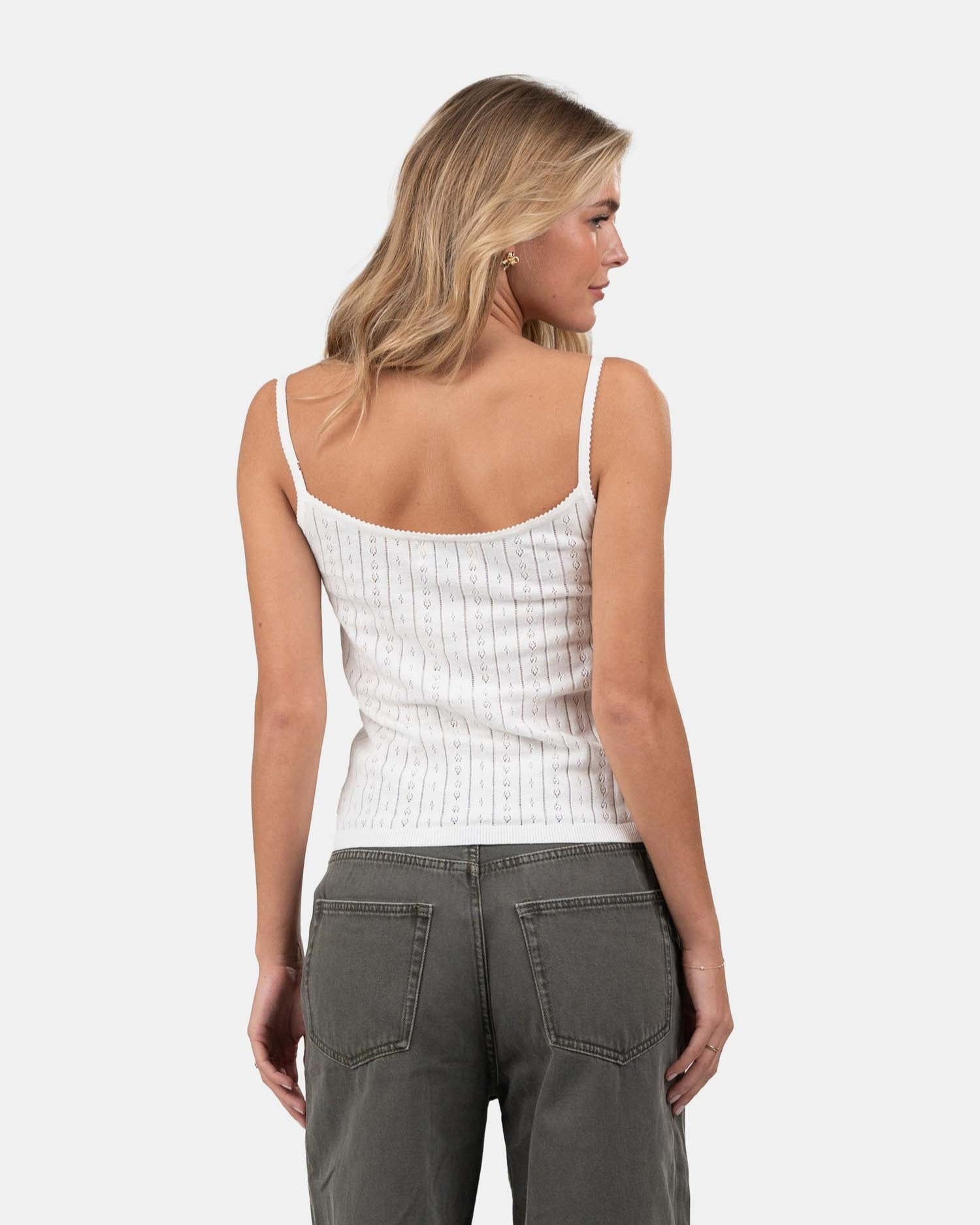 Strap Pointelle Top White