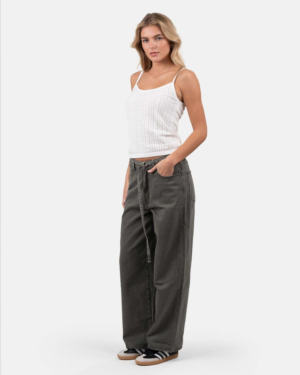 Strap Pointelle Top White