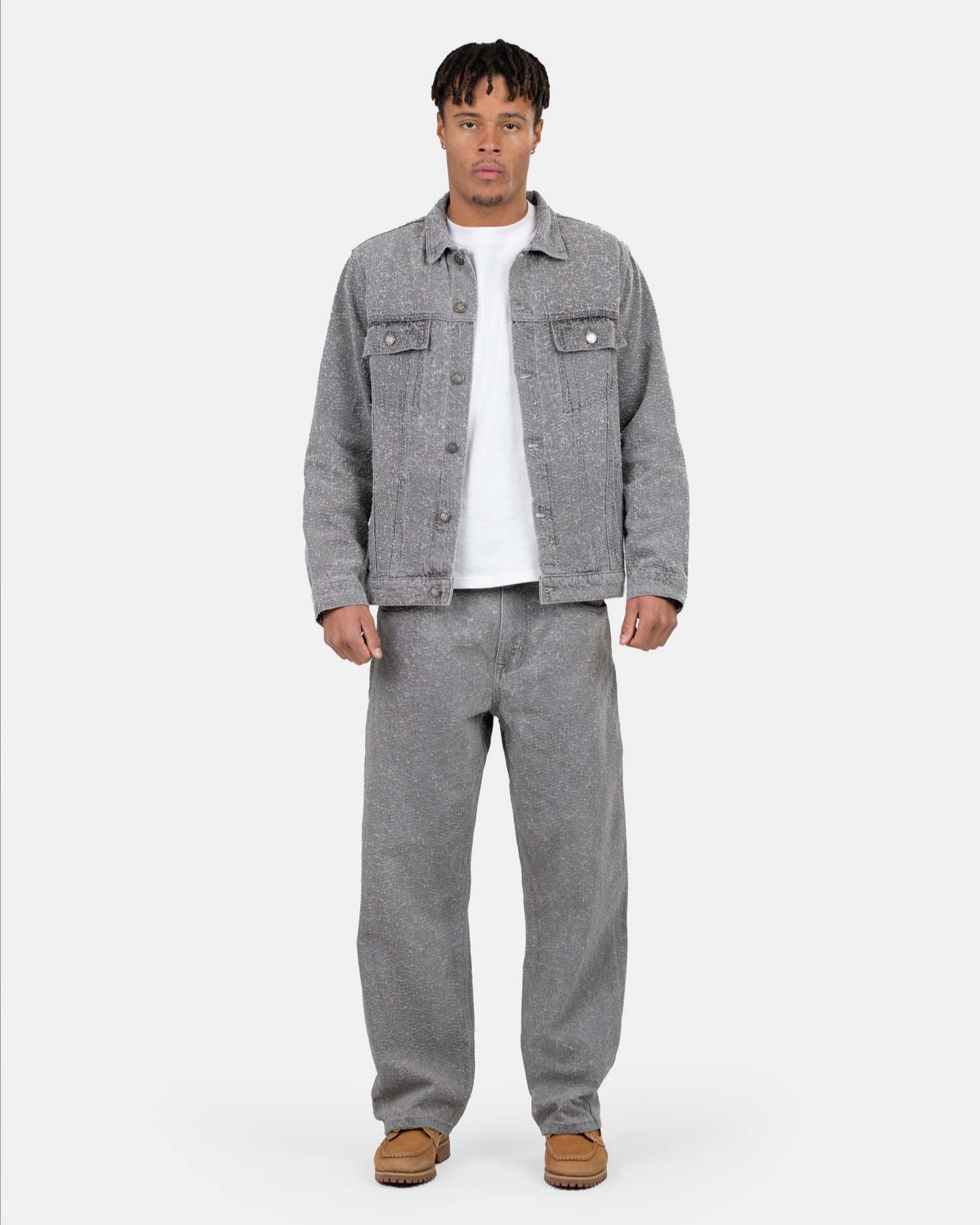 Textured Denim Jeans Grey