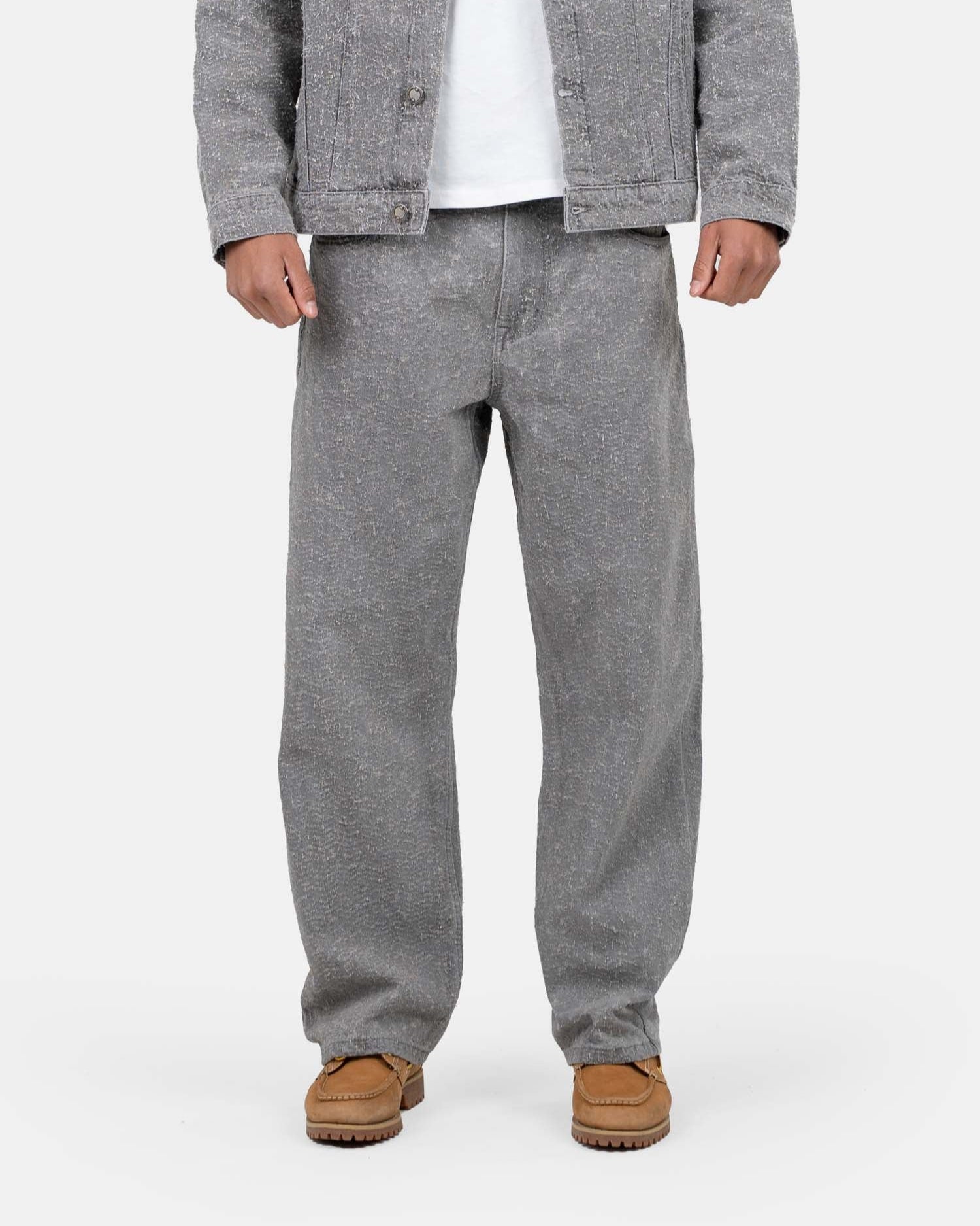 Textured Denim Jeans Grey