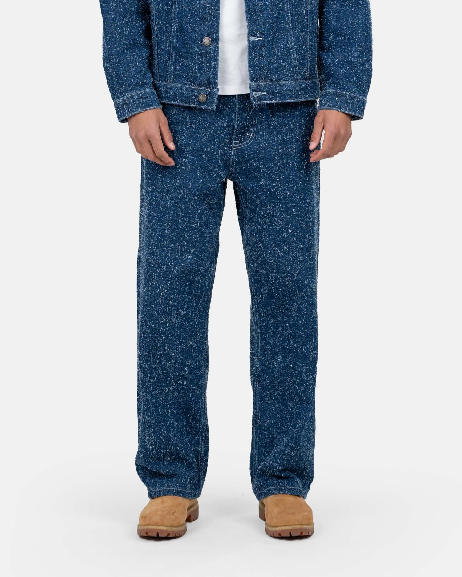 Textured Denim Jeans Mid Blue